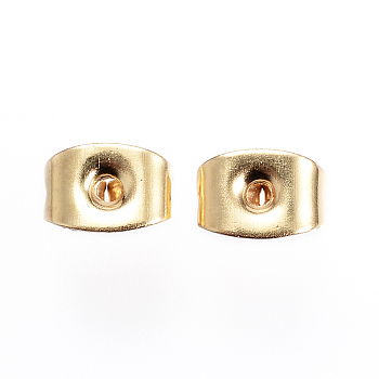 304 Stainless Steel Ear Nuts, Friction Earring Backs for Stud Earrings, Golden, 6x4x3.5mm, Hole: 0.8mm