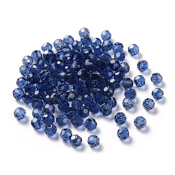 Imitation Austrian Crystal Beads, Grade AAA, Faceted(32 Facets), Round, Dark Blue, 4mm, Hole: 0.7~0.9mm
