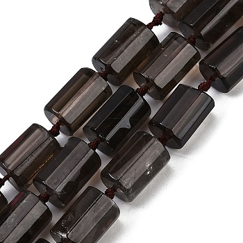 Natural Smoky Quartz Beads Strands, Faceted, Column, 16x12mm, Hole: 1.5mm, about 21pcs/strand, 16.34''(41.5cm)