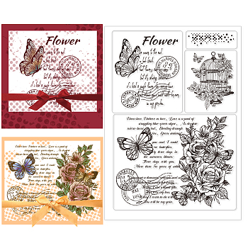 Custom PVC Plastic Clear Stamps, for DIY Scrapbooking, Photo Album Decorative, Cards Making, Butterfly, 160x110x3mm