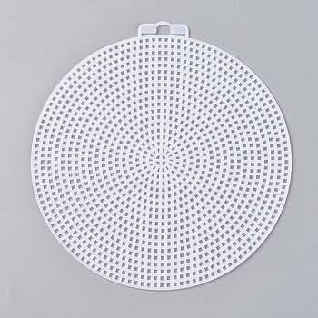 Cross Stitch Mesh Board, Plastic Canvas Sheets, Flat Round, White, 154x147x1.5mm, Hole: 6x25mm