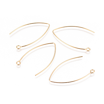 Vacuum Plating 304 Stainless Steel Earring Hooks, with Horizontal Loop, Golden, 40.5x24.5x0.8mm, Hole: 2.3mm, 20 Gauge, Pin: 0.8mm