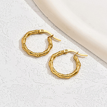 Stainless Steel Hoop Earring for Women, Real 18K Gold Plated, 23x20mm
