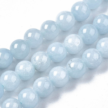 Natural Chalcedony Beads Strands, Imitation Aquamarine, Dyed & Heated, Round, 6~7mm, Hole: 1mm, about 60~67pcs/strand, 15 inch
