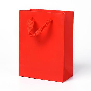 Kraft Paper Bags, with Handles, Gift Bags, Shopping Bags, Rectangle, Red, 16x12x5.9cm