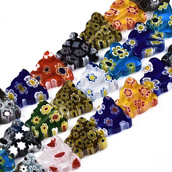 Handmade Millefiori Lampwork Beads Strands, Butterfly, Colorful, 10x11.5x3mm, Hole: 1mm, about 38pcs/strand, 14.17 inch(36cm)