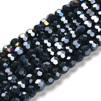 Opaque Glass Beads Stands, AB Color, Faceted(32 Facets), Round, Dark Slate Gray, 6x5.5mm, Hole: 1.2mm, about 91~93pcs/strand, 19.49~19.92 nch(49.5~50.6cm)