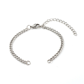 304 Stainless Steel Twisted Chains Bracelet Making, with Jump Rings & Lobster Claw Clasps, Stainless Steel Color, 16.3x0.4x0.2cm