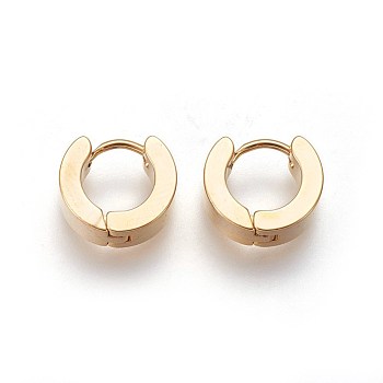 304 Stainless Steel Huggie Hoop Earrings, Hypoallergenic Earrings, Thick Hoop Earrings, Ring Shape, Golden, 10.5x12x4mm, Pin: 1mm