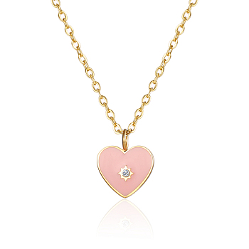 Sweet Pink Heart Pendant Necklace for Women, Perfect for Daily Wear