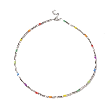 Glass Seed Beaded Necklaces for Women, Colorful, 18.90 inch(48cm)