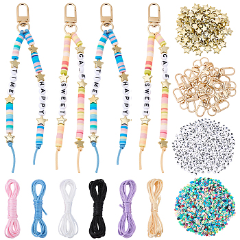DIY Pendant Decoration Making Kits, Inclduing Alloy Swivel Clasps, CCB Plastic Beads and Nylon Cord, Mixed Color, 33x12x5.5mm, Hole: 9x6.5mm