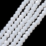 Imitation Jade Glass Bead Strands, Faceted, Rondelle, White, 3.5x2.5~3mm, Hole: 1mm, about 110~115pcs/strand, 11.5 inch(GLAA-F001-3x2mm-10)