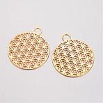 Brass Pendants, Filigree Pendants, Flower of Life, Cadmium Free & Nickel Free & Lead Free, Golden, 23.5x20x0.6mm, Hole: 3mm(KK-D522-01G-NR)