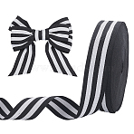Polyester Stripe Ribbons, Black, 1-5/8 inch(40mm)(SRIB-WH0011-326F)