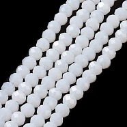 Imitation Jade Glass Bead Strands, Faceted, Rondelle, White, 3.5x2.5~3mm, Hole: 1mm, about 139pcs/strand, 14 inch(GLAA-F001-3x2mm-10)