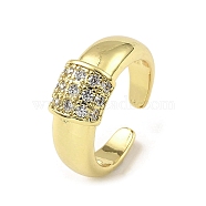 Rack Plating Brass Micro Pave Cubic Zirconia Open Cuff Ring, Long-Lasting Plated, Lead Free & Cadmium Free, Real 18K Gold Plated, US Size 6 1/4(16.7mm)(RJEW-H218-02G)