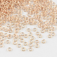 Iron Open Jump Rings, Cadmium Free & Lead Free, Rose Gold, 8x0.9mm, Inner Diameter: 6.2mm, about 410pcs/50g(X-IFIN-R209-0.9x8-RG)