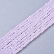 Glass Beads Strands, Imitation Jade, Faceted, Rondelle, Pearl Pink, 2.5x1.5mm, Hole: 0.5mm, about 193~198pcs/strand, 12.6 inch(33cm)(X-EGLA-J144-NC07)