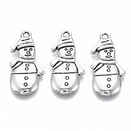 Tibetan Style Alloy Pendants, Lead Free & Cadmium Free, for Christmas, Snowman , Antique Silver, 25x12.5x2.5mm, Hole: 1.5mm, about 400pcs/500g(TIBE-N010-36AS-RS)