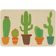 Linen and Rubber Ground Mat, Rectangle, Wheat, Cactus Pattern, 40x60cm(AJEW-WH0142-018)