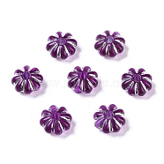 Acrylic Beads, Silver Metal Enlaced, Flower, Purple, 6.5x6.5x3.5mm, Hole: 1.6mm, about 6250pcs/500g(SACR-C005-02B)