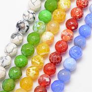 Natural Agate Bead Strands, Round, Grade A, Faceted, Dyed & Heated, Mixed Color, 8mm, Hole: 1mm, about 47pcs/strand, 15 inch(G-K166-07F-8mm)