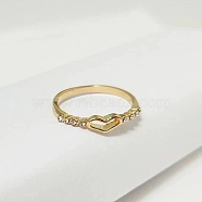 Hollow Out Heart Zinc Alloy with Crystal Rhinestone Finger Rings, Golden, US Size 9(18.9mm)(FS-WGFA1C6-06)