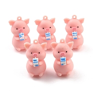 PVC Pendants, for DIY Keychain Making, Pig with Milk, Pink, 40x25x29mm, Hole: 2.5mm(X-FIND-B002-04)