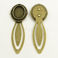 18x25mm Tray Bookmark Cabochon Settings, Iron with Alloy Oval Tray, Lead Free, Nickel Free & Cadmium Free, Antique Bronze, 87x28x3mm(PALLOY-S033-32AB-NR)