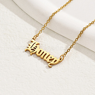 Simple Vintage Stainless Steel Letter Link Women's Necklaces, Real 18K Gold Plated, 18.70 inch(47.5cm)(EZ6093)