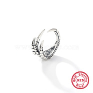 925 Sterling Silver Open Cuff Ring, Skull, with 925 Stamp, Antique Silver, Inner Diameter: 18mm(QY8581-3)