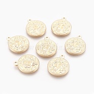 Brass Pendants, Flat Round with Saint Benedict Medal, Real 18K Gold Plated, 21.5x18x2mm, Hole: 2mm(KK-O116-04G)