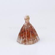 Resin Wedding Dress Display Decoration, with Natural Gemstone Chips inside Statues for Home Office Decorations, Sienna, 56x70mm(PW-WG69732-01)