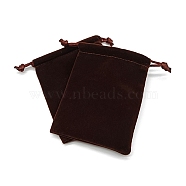 Velvet Storage Bag, Drawstring Bag, Rectangle, Coconut Brown, 10x8cm(PW-WG32422-10)