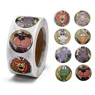 Self-Adhesive Paper Gift Tag Stickers, for Party, Decorative Presents, Flat Round, Animal Pattern, 25mm, 500pcs/roll(DIY-E027-A-04)