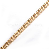 3.28 Feet Ion Plating(IP) 304 Stainless Steel Twisted Chain Curb Chains, Unwelded, for Jewelry Making, Faceted, Golden, 3.5x2.5x0.6mm(X-CHS-H007-52G)