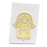 Self Adhesive Brass Stickers, Scrapbooking Stickers, for Epoxy Resin Crafts, Hamsa Hand/Hand of Fatima/Hand of Miriam, Golden, 3.05x2.3x0.05cm(DIY-I044-11G)