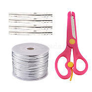 Pandahall Plastic Wire Twist Ties, with Iron Core and Stainless Steel & ABS Plastic Scissors, Silver, 4x0.2mm, about 100yards/roll, 1roll(AJEW-TA0017-18C)
