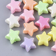 Opaque Acrylic Beads, AB Color Plated, Star, Mixed Color, 11x11x6mm, Hole: 1.6mm, about 1045pcs/345g(MACR-S299-013)
