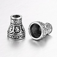 Tibetan Style Cone Alloy Bead Caps, Antique Silver, 12x10.5mm, Hole: 4~8mm(PALLOY-I112-10AS)