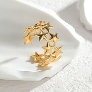 Star 304 Stainless Steel Adjustable Cuff Rings for Women, Golden, Inner Diameter: Adjustable(FS-WG544B5-01)