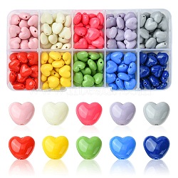 200Pcs 10 Colors Opaque Acrylic Beads, Heart, Mixed Color, 9x9.5x5.5mm, Hole: 1.5mm, 20pcs/color(OACR-FS0001-44)