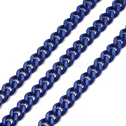 3.28 Feet Spray Painted Brass Curb Chain, Twisted Chain, Unwelded, Marine Blue, 6x5x2mm(X-CHC-H103-04H)