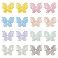 Pandahall 80Pcs 8 Colors Opaque Acrylic Beads, Glitter Beads, Butterfly, Mixed Color, 17x20x5.5mm, Hole: 1.6mm, 10pcs/color(OACR-TA0001-24)