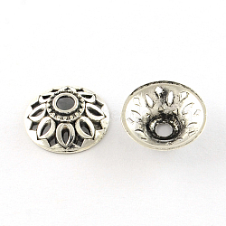 Apetalous Tibetan Style Alloy Bead Caps, Cadmium Free & Lead Free, Antique Silver, 14x5mm, Hole: 2.5mm, about 1660pcs/1000g(TIBE-Q046-02AS-LF)