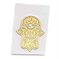 Self Adhesive Brass Stickers, Scrapbooking Stickers, for Epoxy Resin Crafts, Hamsa Hand/Hand of Fatima/Hand of Miriam, Golden, 3.05x2.3x0.05cm(DIY-I044-11G)