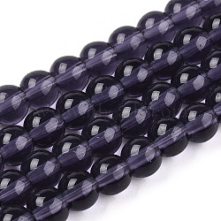 Transparent Glass Beads Strands, Round, Purple, 6~6.5mm, Hole: 1.4mm, about 67~70pcs/strand, 14.76 inch~15.16 inch(37.5~38.5cm)(GLAA-T032-T6mm-03)