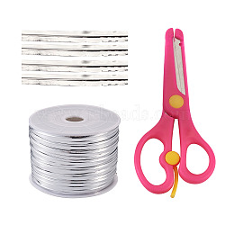 Pandahall Plastic Wire Twist Ties, with Iron Core and Stainless Steel & ABS Plastic Scissors, Silver, 4x0.2mm, about 100yards/roll, 1roll(AJEW-TA0017-18C)