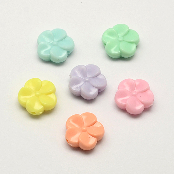 Opaque Acrylic Flower Beads, Mixed Color, 19x8mm, Hole: 3mm, about 350pcs/500g